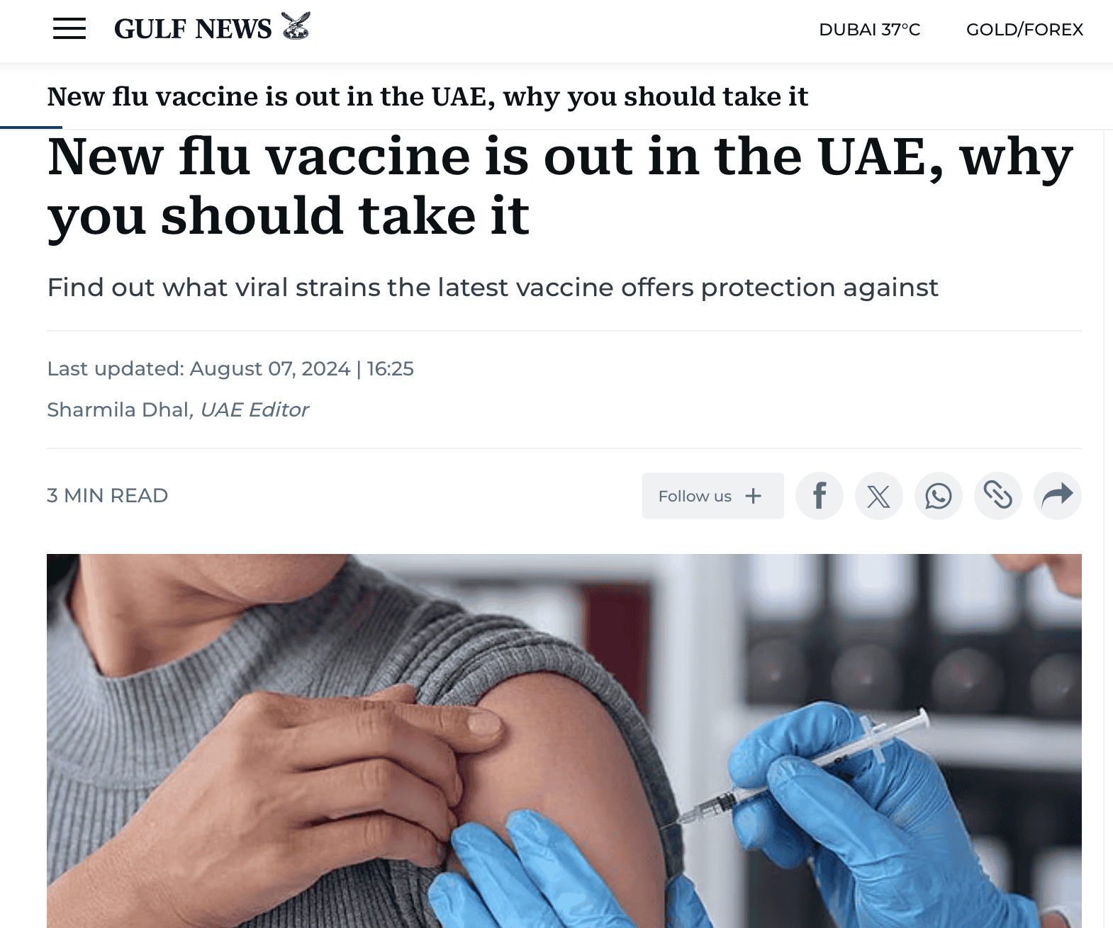 flu vaccine update in gulf news 2024